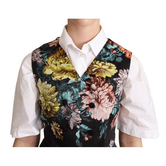Dolce & Gabbana Dolce Gabbana Black Jacquard Floral Waistcoat Vest - Picture 4 of 4